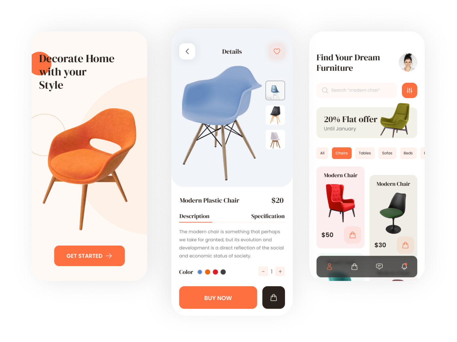 Furniture Mobile App UI Design by Sudipta chakrabarti on Dribbble