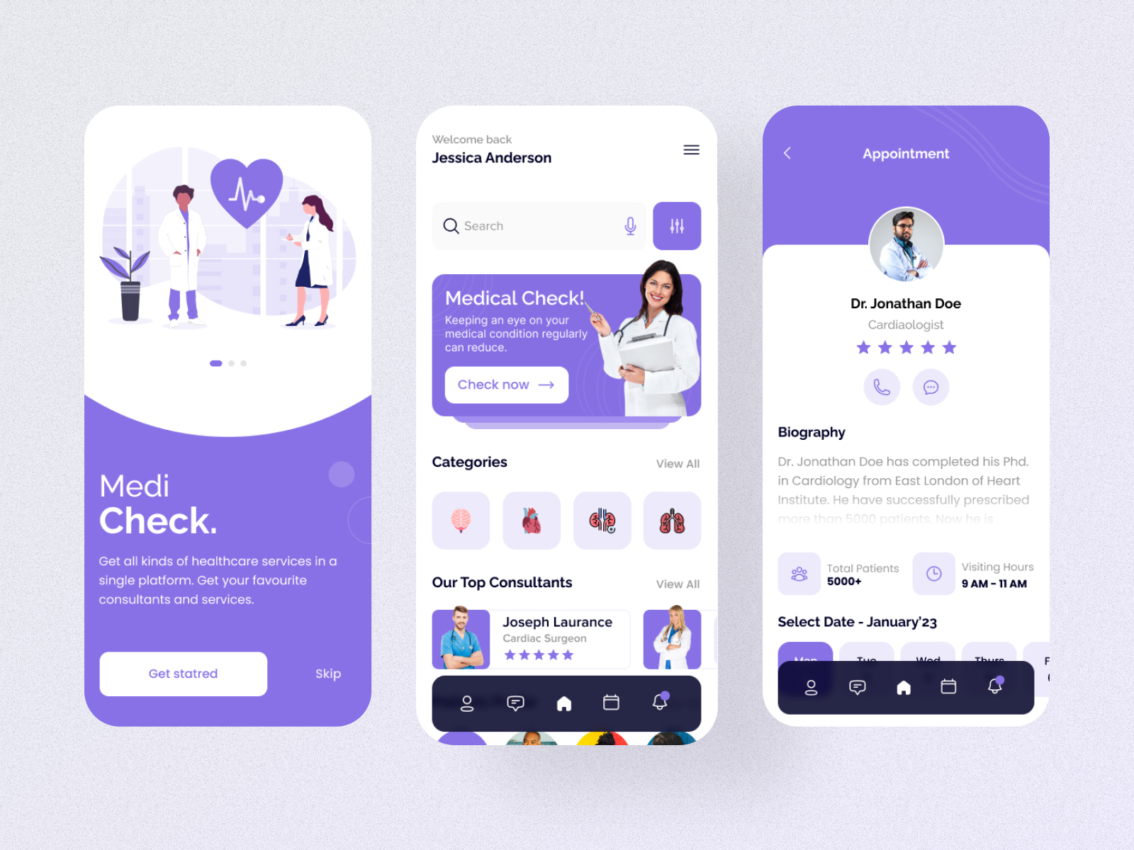 Medical Mobile App UI Design by Sudipta chakrabarti on Dribbble