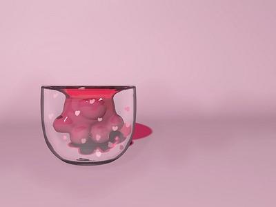 The cat claw cup 3d c4d color modeling pink rendering