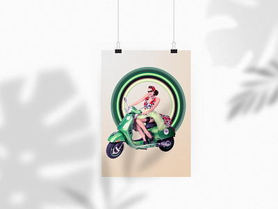 Vespa Girl circular pixel stretch effect circular pixel stretch effect design photoshop photoshop art pixel psd vector