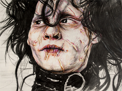 Edward Scissorhands 3d drawing illustration realism