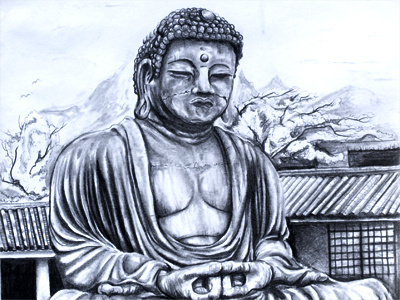 Everything & Nothing buddha drawing illustration meditate zen
