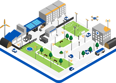 City map in flat design for Europhane urban lighting manufacture flatdesign vector