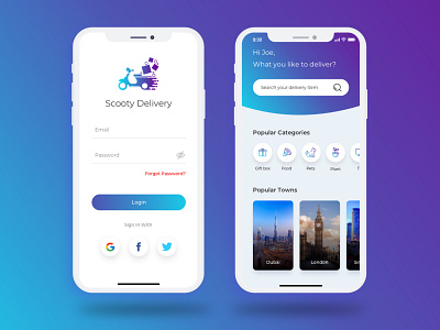 scooty delivery app design iconography mobile ui ui ux ui design ux