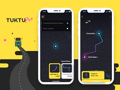 Tuktu Pro app design iphone map mobile online rikshaw x