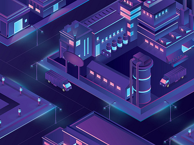 Isometric Factory awesome city factory gradient gradient icons isometric isometric factory purple ui walid beno
