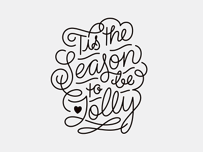 'Tis the season card christmas curvy custom type hand-lettering letter lettering marie zieger monoline swirly typography
