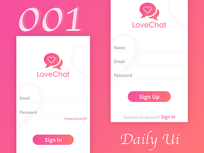 Daily ui 001 001 daily ui email gradients login mobile app password sign up