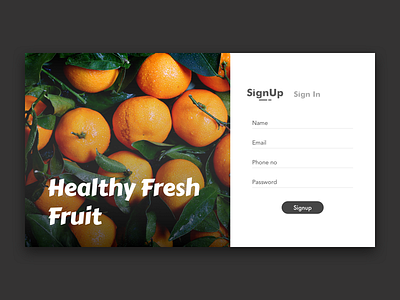 SignUp web page fresh fruit signup ui ux design webpage