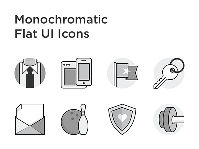 Monochromatic Flat UI Icons flat grayscale icons line