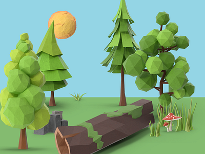 3D Scene 3d low poly pixelsquid