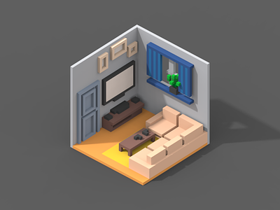 Room #1 3d isometric magicavoxel poly room