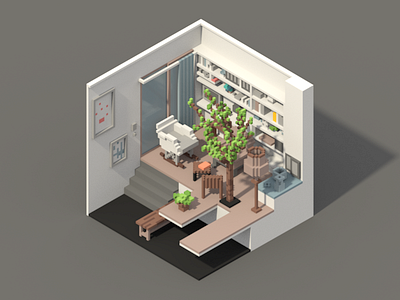 Room #4 3d magicavoxel poly room voxel