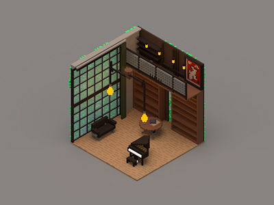 Room #5 3d isometric poly room voxel