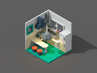 Room #6 3d isometric poly room voxel