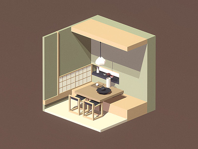 Room #12 3d blender isometric low poly room