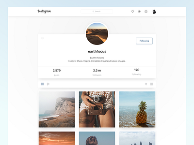 Instagram Web concept design diffuse instagram interface layout minimal shadow ui web