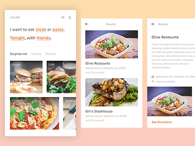 Local'e - Food finder app cafe design finder food nearby restaurant suggestion ui