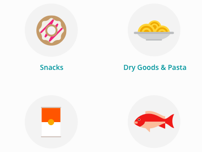 Grocery department icons can departments donut fish food grocery icons pasta seafood soup