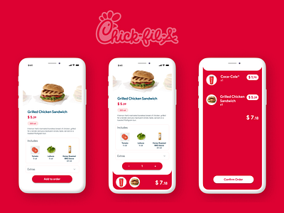Chick-fil-a app redesign app burger chick fil a design figma iphone order order food sandwich ui uiux ux