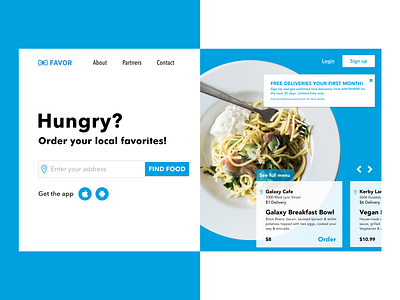 Favor Delivery Website Design favor food food ordering landing page sketch texas ui ux website
