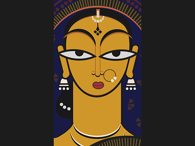 Hand Maiden byJamini Roy vectorized art digital art indian vector art