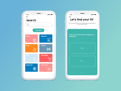 Categories and Search app design mobile plant sketch ui ux