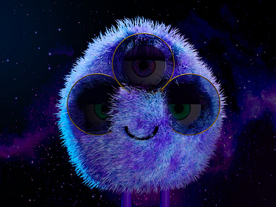 Funkadelic Space Fur Ball 3d model 3d modeling alien blender blender 3d character design challenge fur pixar space