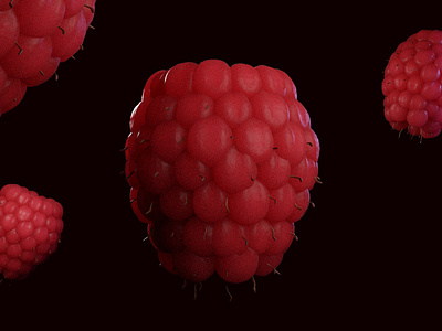 Photorealistic Raspberries (Exercise) 3d modeling blender3d cycles render