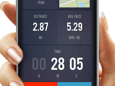 Running App app chart flat graph map mobile numbers run sport timer translucent