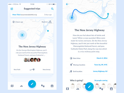 Let's have a ride app bike design flat light map material mobile startup trip