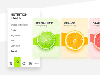 Healthy Food Mobile App app colors food fruits menu mobile navigation ui ux