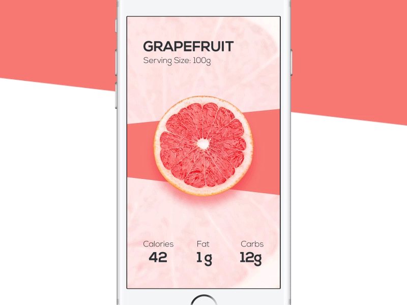 Health Mobile App grapefruit fresh fruit food ae motion gif animation transition ui ux
