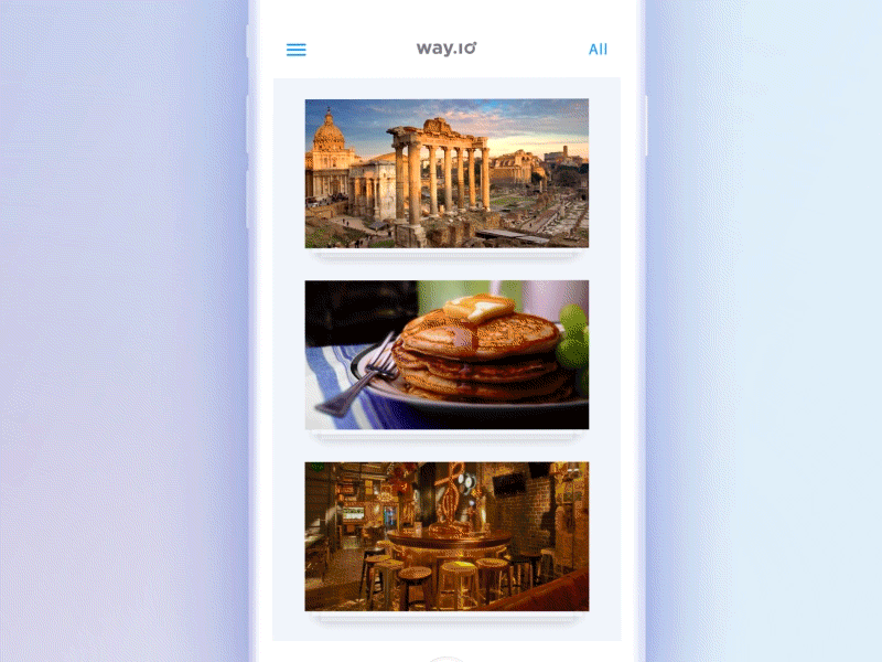 Travel App - Open detail animation city image iphone minimalistic mobile mockup tinder travel ui ux white