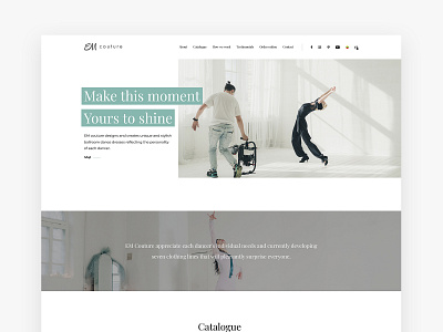 EM Couture bright clean homepage minimal website