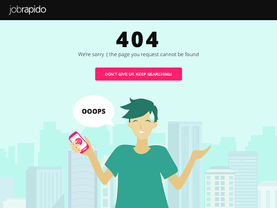 Jobrapido's 404 page 404 design error illustration jobrapido material illustration page static page ui vector