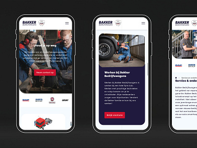 Bakker Bedrijfswagens mobile radius responsive simple trucks webdesign webdevelopment website