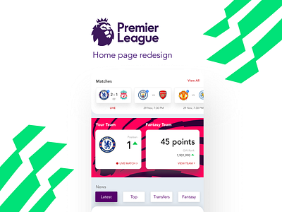 Premier league app redesign dribbble
