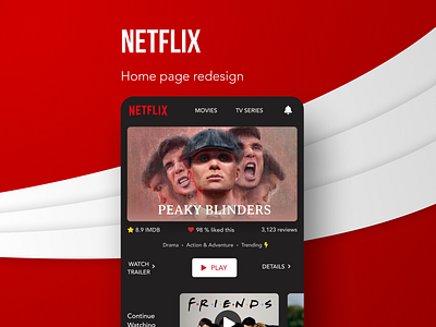 Netflix Homepages Redesign dribbble app app design design illustration mobile netflix redesign uidesign uitrends
