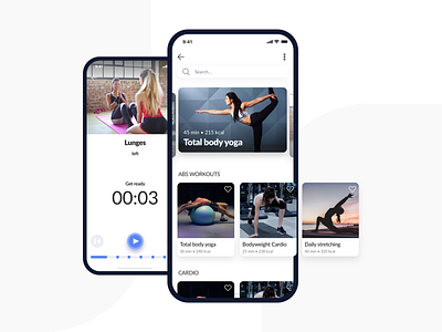 Fitness & Meals App — Workouts app application cards fitness app free search sport app timeline training typography ui ui kit ui pack workout app workouts