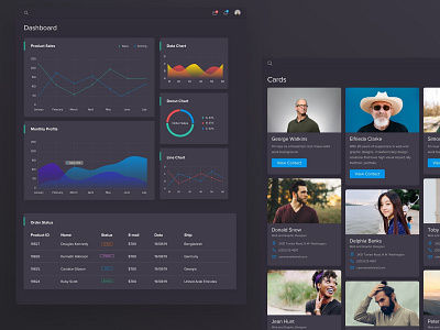 Dark Dashboard Panel Design admin panel analytics chart crm dash dashboard panel ui guide ui kit