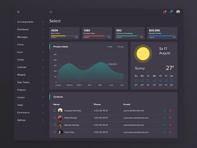 Dark Dashboard Panel Design