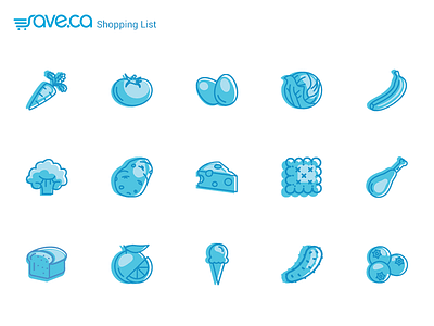 Save.ca Shopping List icons blue e commerce flat graphic design icons illustrations shopping stroke vector