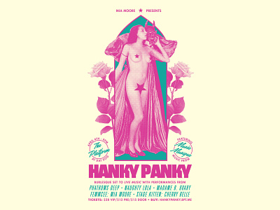Hanky Panky burlesque collage halftone nude poster typography vintage