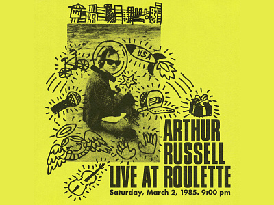 Arthur Russell Live at Roulette 1980s arthur russell doodle halftone illustration music zine