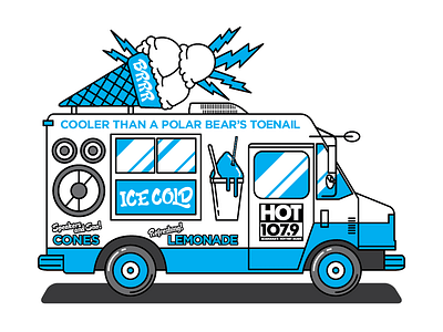 Brrr! ice cream illustration radio summer vector