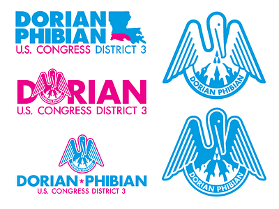 Dorian Phibian For U.S. Congress Logo Variants branding congress logo louisiana pelican political political campaign