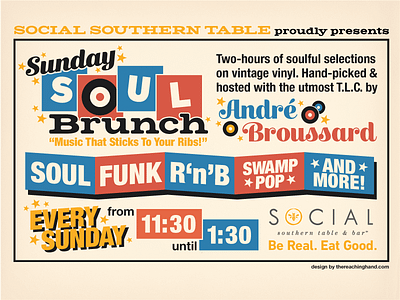 Sunday Soul Brunch — Promo Graphic brunch dj louisiana music restaurant retro social media soul southern typography vintage vinyl