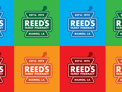 Reed's Family Pharmacy Logo logo louisiana mamou pharmacy retro vector