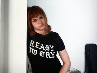 READY TO CRY 😢 blackletter direct to garment emo goth sad tshirt typography